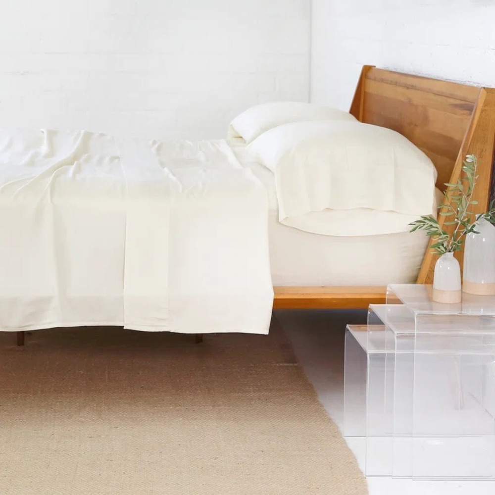 Pom Pom at Home King Ivory Parker Rayon King Flat Sheet